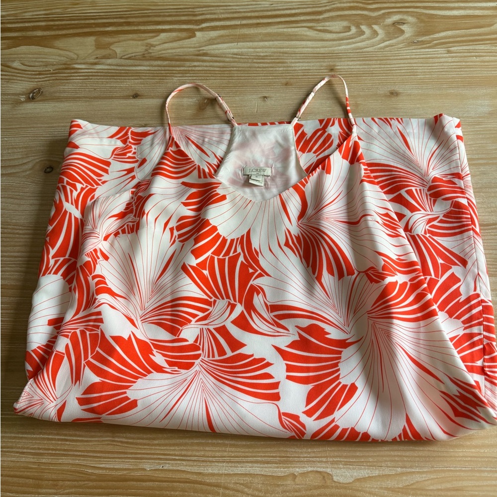 Orange and White Floral Tropical Resort Wear Dress J Crew